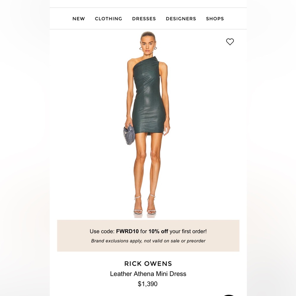 RICK OWENS LEATHER ATHENA DRESS  (BRAND NEW W/ TAGS)